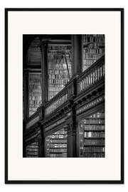 Gerahmter Kunstdruck Trinity College Library B/W