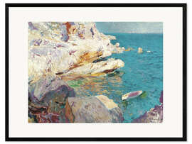 Framed art print Rocks at Jávea and the White Boat