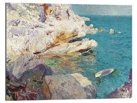 Magnettafel Felsen von Jávea und weißes Boot