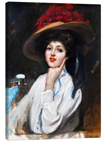 Canvas print Woman in a hat
