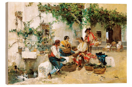 Tableau en bois La Vente des melons