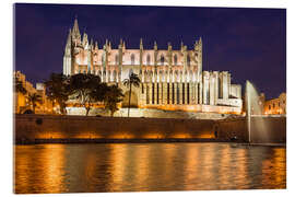 Quadro em acrílico Cathedral of Palma de Mallorca at night