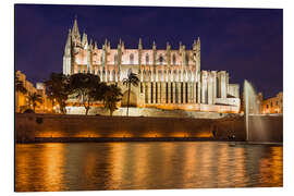 Alubild Kathedrale von Palma de Mallorca bei Nacht