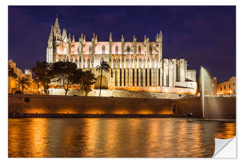 Vinilo para la pared Cathedral of Palma de Mallorca at night