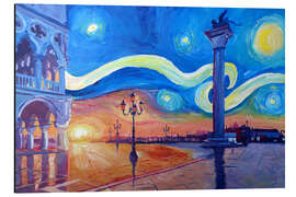 Cuadro de aluminio Starry Night in Venice Italy San Marco with Lion