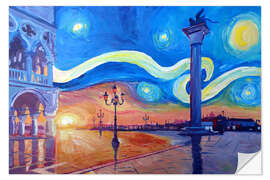 Wall sticker Starry Night in Venice Italy San Marco with Lion