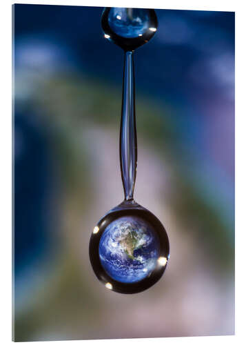 Akrylglastavla World locked in the waterdrop