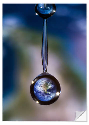 Selvklebende plakat World locked in the waterdrop