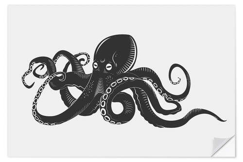 Naklejka na ścianę Black octopus