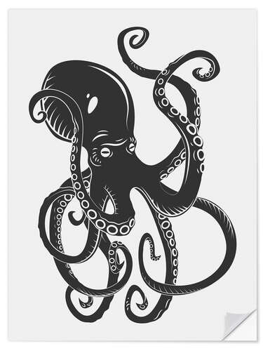 Naklejka na ścianę Black octopus