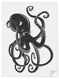 Selvklæbende plakat Black octopus