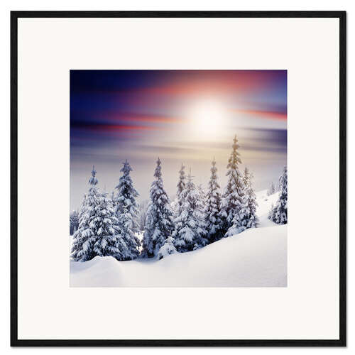 Stampa artistica con cornice Snowy fir trees