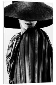 Aluminium print Woman with black hat