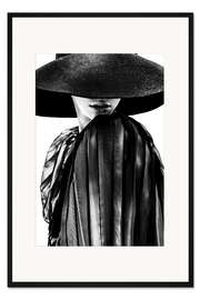 Gerahmter Kunstdruck Frau mit schwarzem Hut