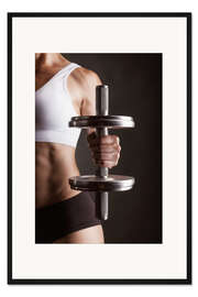 Gerahmter Kunstdruck Sportlerin beim Hanteltraining