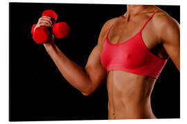 Magnettafel Sportlerin mit Roten Hanteln
