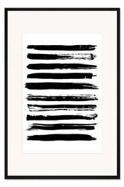 Gerahmter Kunstdruck Schwarze Linien auf Weiß