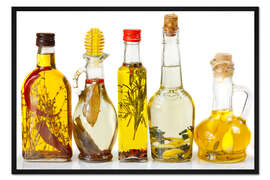 Gerahmter Kunstdruck Olivenöl mit Gewürzen und Kräutern