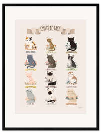 Framed art print cat breeds french