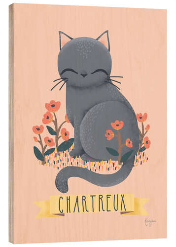 Tableau en bois Le chat chartreux