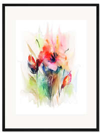Gerahmter Kunstdruck Blumig