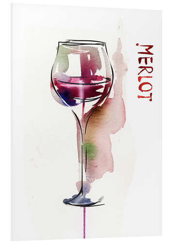 Foam board print Glass of Merlot