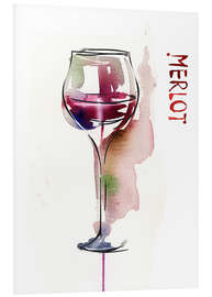 Foam board print Glass of Merlot