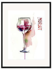 Gerahmter Kunstdruck Ein Glas Merlot