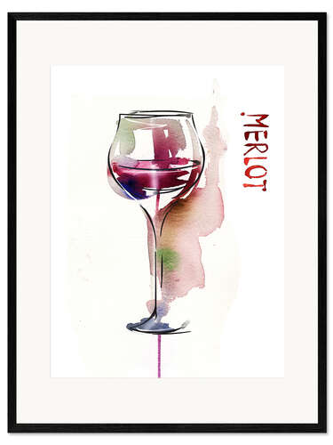 Plakat artystyczny premium w ramie Glass of Merlot