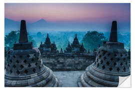 Selvklebende plakat Borobudur temple, Java