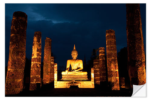 Selvklebende plakat Buddha in Sukothai, Thailand