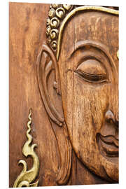 Quadro em PVC Wood face of the Buddha