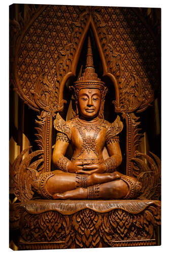 Canvas print Buddha carved wood