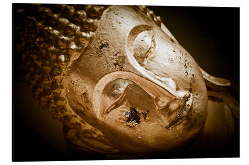 Aluminium print Face of a Golden Buddha