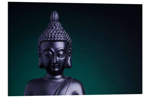 Stampa su PVC Statue of the Buddha with green back light