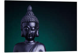 Gallery print Statue of the Buddha with green back light