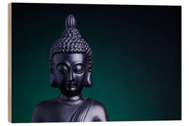 Hout print Statue of the Buddha with green back light