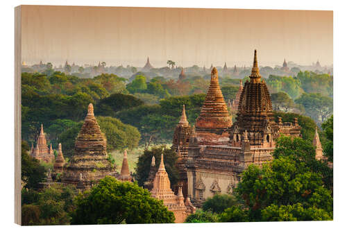 Wood print Temple of Bagan in Mandalay, Myanmar