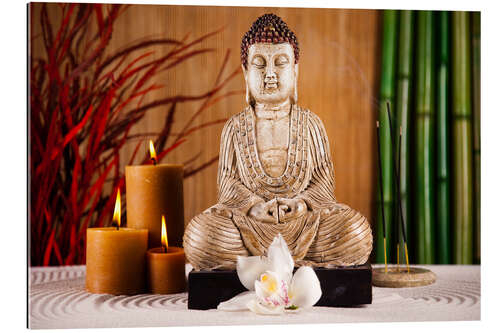 Quadro em plexi-alumínio Buddha with candle