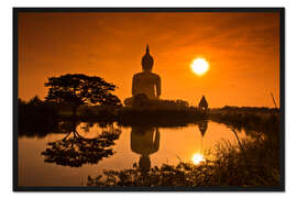 Gerahmter Kunstdruck Shinto-Statue im Sonnenuntergang