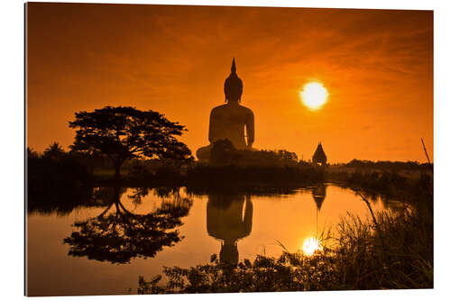 Quadro em plexi-alumínio Estátua de Shinto ao pôr-do-sol