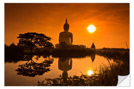 Naklejka na ścianę Shinto statue at sunset