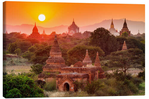 Canvas print Temples of Bagan at sunset