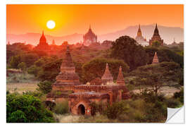 Sticker mural Temple de Bagan au coucher du soleil