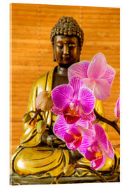 Akrylglastavla  Buddha with orchid