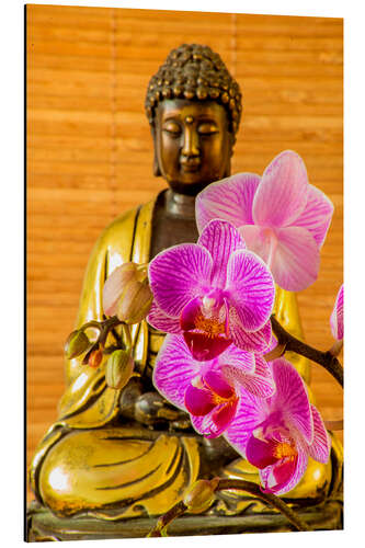 Stampa su alluminio Buddha con orchidea