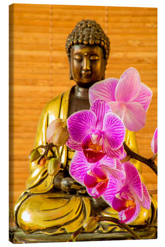 Canvastavla Buddha with orchid