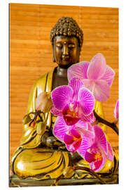 Stampa su plexi-alluminio Buddha con orchidea