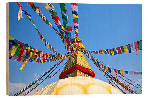 Wood print Boudhanath Stupa, Kathmandu