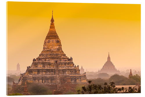 Acrylglasbild Sonnenaufgang über Bagan